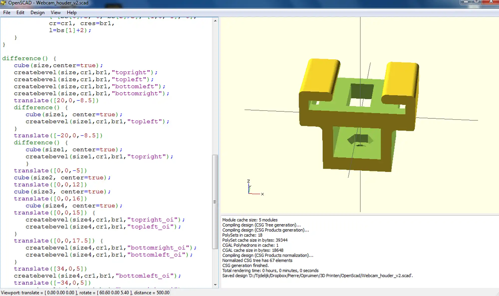 Interface du logiciel OpenSCAD