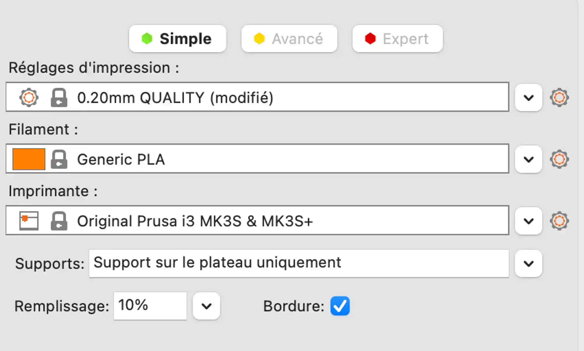 Interface du logiciel PrusaSlicer