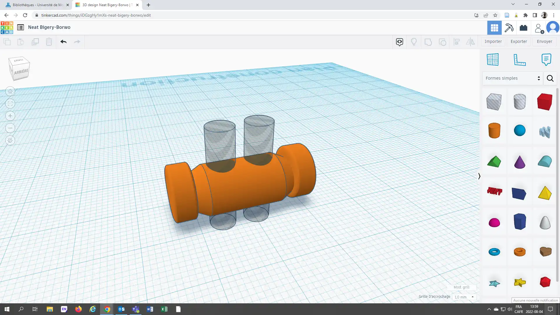 Interface du logiciel en ligne Tinkercad