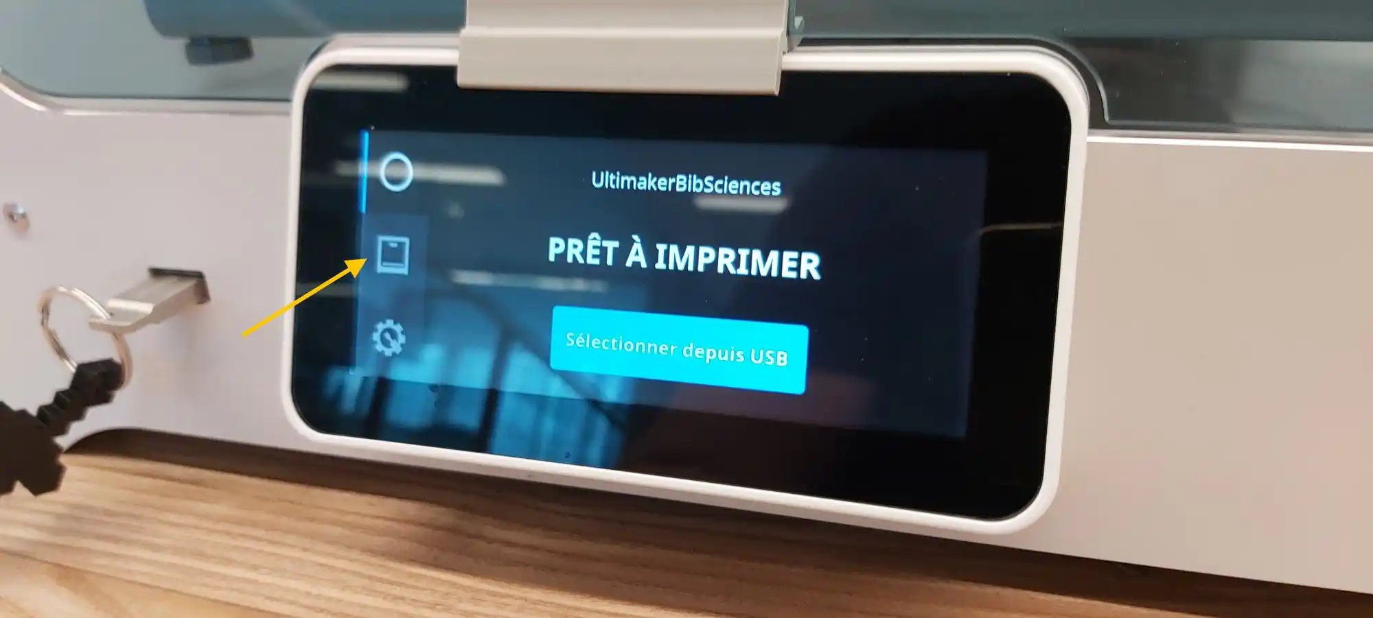 Menu de changement de filament
