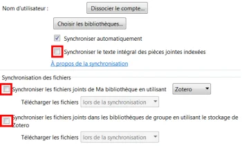 Options à décocher